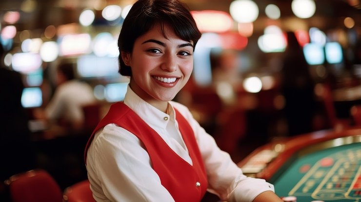 Tampilan Live Baccarat di gacototo menampilkan meja permainan, dealer, dan area taruhan interaktif